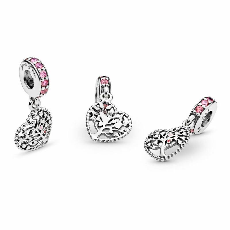 Pandora Australia Pink Family Tree Dangle Charm - Sterling Silver | WRAIQL923